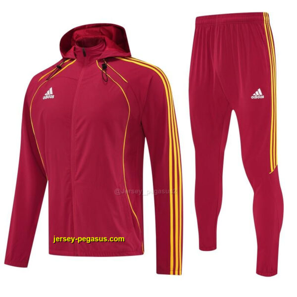 Adidas Red Full Zipper Hooded Jacket Tracksuit + Long Pants