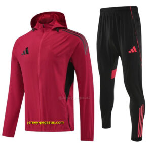 Adidas Red Full Zipper Hooded Jacket Tracksuit +Black Long Pants