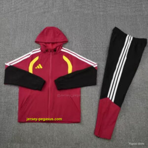 Adidas Red&Black Full Zipper Hooded Windbreaker Jacket Tracksuit + Long Pants