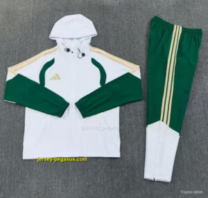 Adidas White&Navy Green Full Zipper Hooded Windbreaker Jacket Tracksuit + Long P