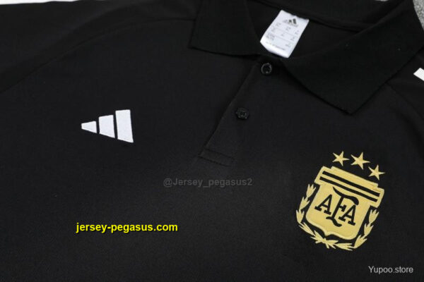 Argentina Black Polo Training Shirt + Long Pants Tracksuit