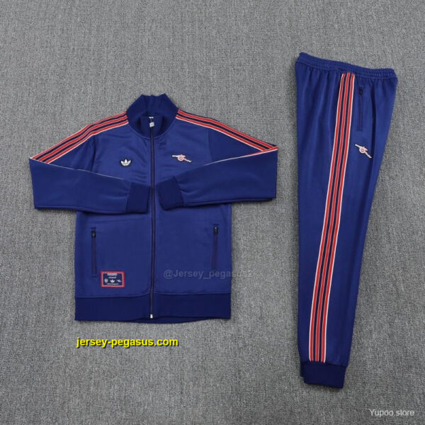 Arsenal Blue with Red & White Stripes Full Zipper Jacket +Long Pants