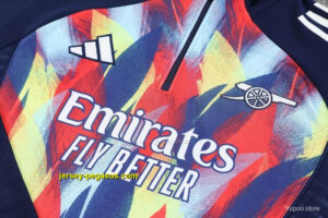Arsenal Navy Blue Flame Print Half Zipper Jacket Tracksuit + Long Pants