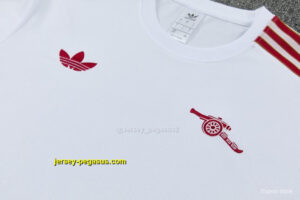 Arsenal White & Red Short Sleeve Tracksuit + Long Pants