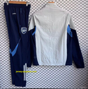 Arsenal White with Navy Blue Full zipper Jacket Tracksuit+ long pants