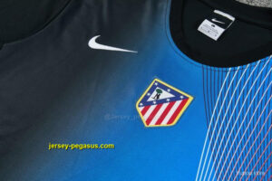 Atlético de Madrid Black & Blue with Fluid Wave Print Short Sleeve Tracksuit + B