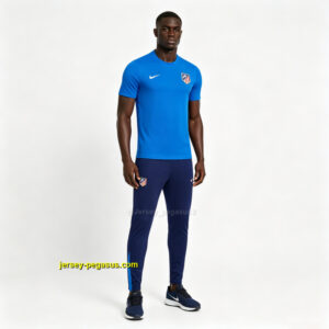 Atlético de Madrid Blue Short Sleeve Tracksuit + Navy Blue Long Pants