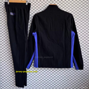 Barcelona Black with Blue Full zipper Jacket Tracksuit+ long pants