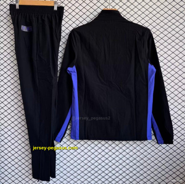 Barcelona Black with Blue Full zipper Jacket Tracksuit+ long pants