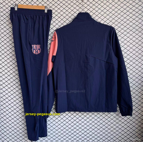 Barcelona Navy Blue with Pink Full zipper Jacket Tracksuit+ long pants