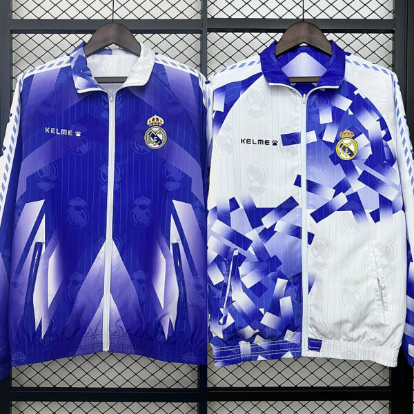 R MAD blue and white revisible windbreaker