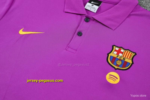 Barcelona Purple Polo Training Shirt + Navy Blue Long Pants Tracksuit