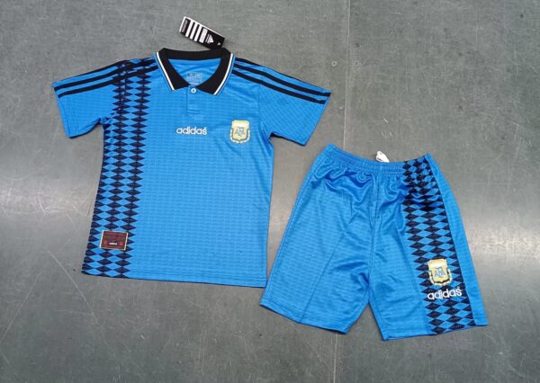 1994 Argentina Away Retro Kids Kit Soccer Jersey
