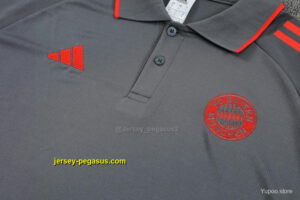 Bayern Munich Grey Polo Training Shirt + Long Pants Tracksuit