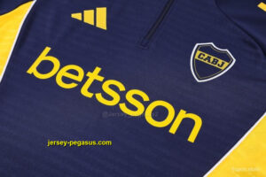 Boca Juniors Navy Blue with Yellow Stripes Half Zipper Jacket Tracksuit +Long Pa