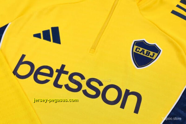 Boca Juniors Yellow & Navy Blue Half Zipper Jacket Tracksuit + Navy Blue Long Pa