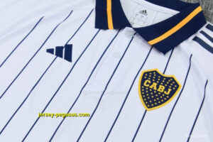 Boca White Stripes Polo Training Shirt + Long Pants Tracksuit