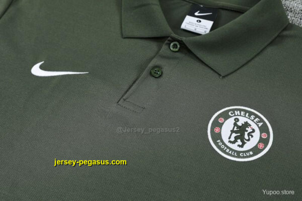 Chelsea Dark Green Polo Training Shirt + Long Pants Tracksuit