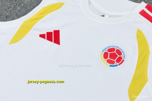 Colombia White Sleeveless Training Vest +Navy Blue Shorts Set