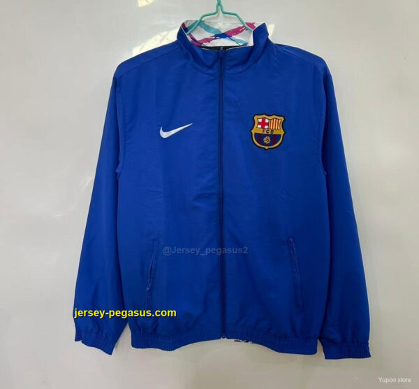 FC Barcelona White with Pink & Teal Splash Pattern Windbreaker