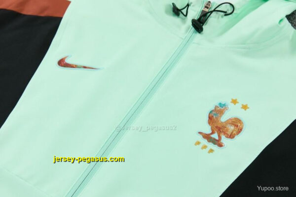 France Light Green Full Zipper Hooded Jacket Tracksuit + Long Pants