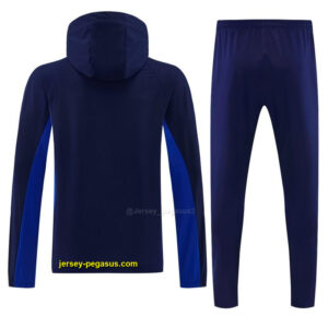 France Navy Blue Full Zipper Hooded Jacket Tracksuit + Long Pants