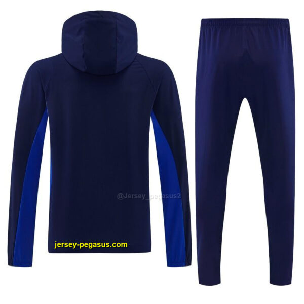 France Navy Blue Full Zipper Hooded Jacket Tracksuit + Long Pants