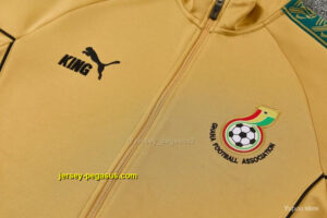 Ghana Yellow Full Zipper Jacket Tracksuit + Black Long Pants