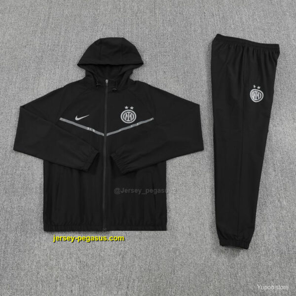 Inter Milan Black Full zipper Jacket Tracksuit+ long pants