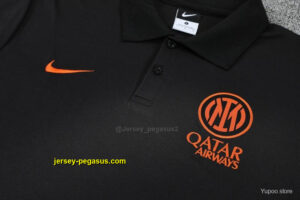 Inter Milan Black Polo Training Shirt + Long Pants Tracksuit