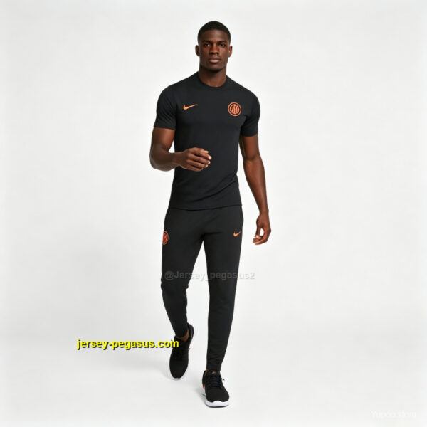 Inter Milan Black Short Sleeve Tracksuit + Long Pants