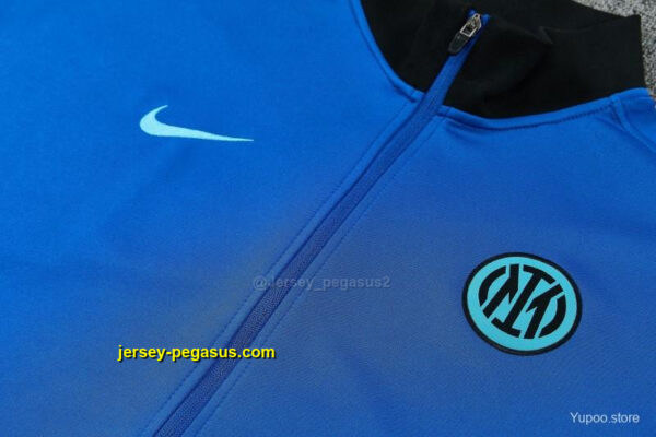 Inter Milan Blue Full Zipper Jacket Tracksuit + Black Long Pants