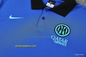 Inter Milan Blue Polo Training Shirt + Black Long Pants Tracksuit