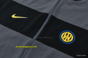Inter Milan Grey & Black Full Zipper Jacket Tracksuit + Long Pants