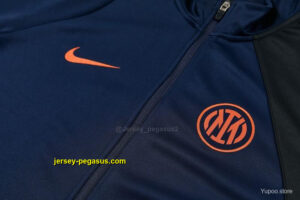 Inter Milan Navy Blue & Black Full Zipper Jacket Tracksuit + Long Pants