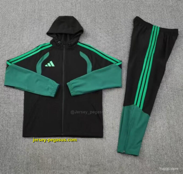 Adidas Black Full Zipper Hooded Windbreaker Jacket Tracksuit + Long Pants