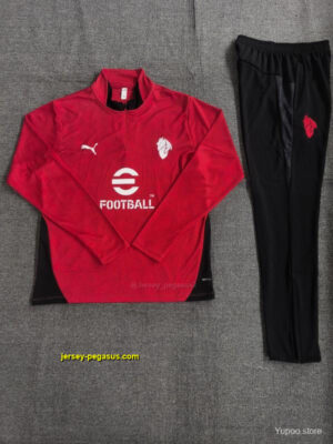 Kids AC Milan Red Camouflage Half Zipper Jacket+Long Pants