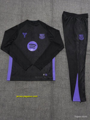 Kids Barcelona Black Joint Edition Half Zipper Jacket+Long Pants