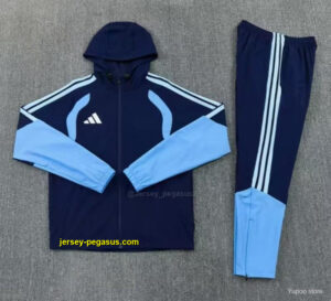 Adidas Navy Blue Full Zipper Hooded Windbreaker Jacket Tracksuit + Long Pants