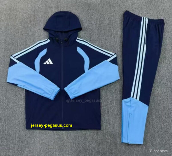 Adidas Navy Blue Full Zipper Hooded Windbreaker Jacket Tracksuit + Long Pants