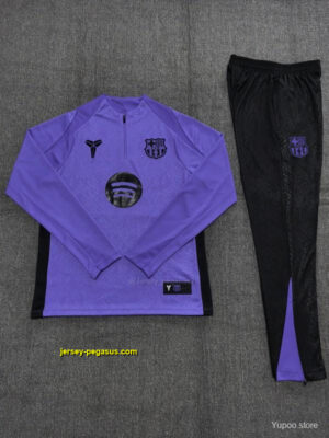 Kids Barcelona Purple Joint Edition Half Zipper Jacket+Long Pants