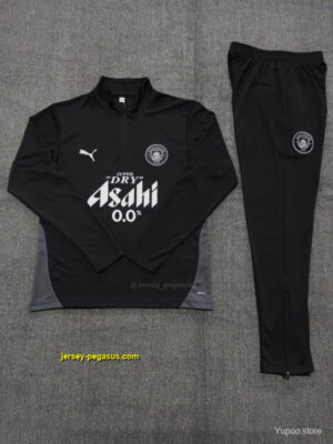 Kids Manchester City Black Half Zipper Jacket+Long Pants