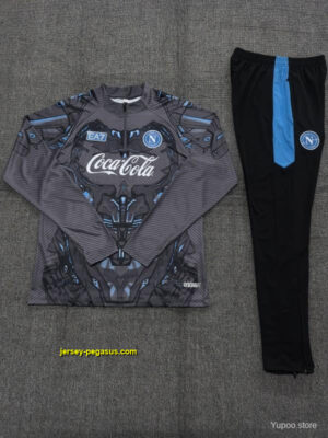 Kids Napoli Black Grey Camouflage Half Zipper Jacket+Long Pants