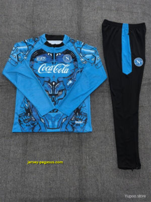 Kids Napoli Light Blue Camouflage Half Zipper Jacket+Long Pants