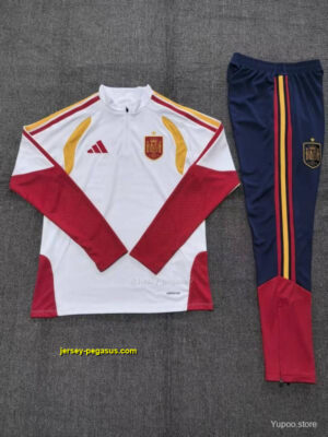 Kids Spain Away White Half Zipper Jacket Tracksuit + Long Pants