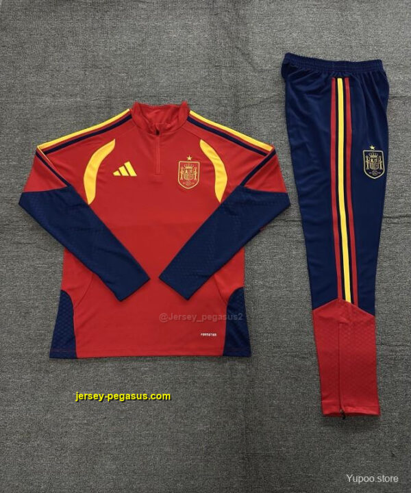 Kids Spain Home Red Half Zipper Jacket Tracksuit + Long Pants