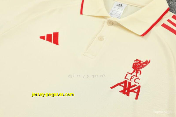 Liverpool White Polo Training Shirt + Long Pants Tracksuit