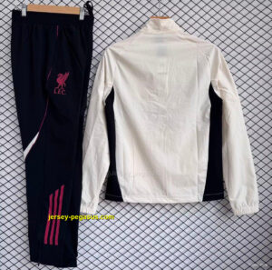 Liverpool White with Black Full zipper Jacket Tracksuit+ long pants