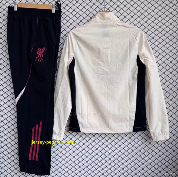 Liverpool White with Black Full zipper Jacket Tracksuit+ long pants