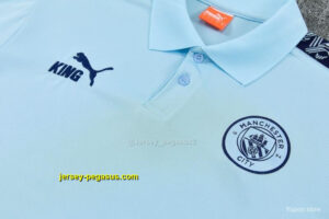 Manchester City Light Blue Polo Training Shirt + Long Pants Tracksuit